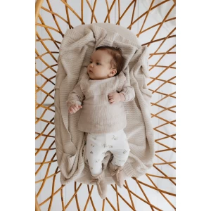 Hello little you - broekje legging sunflowers, slofjes zand, blouse ruffle hydrofiel zand