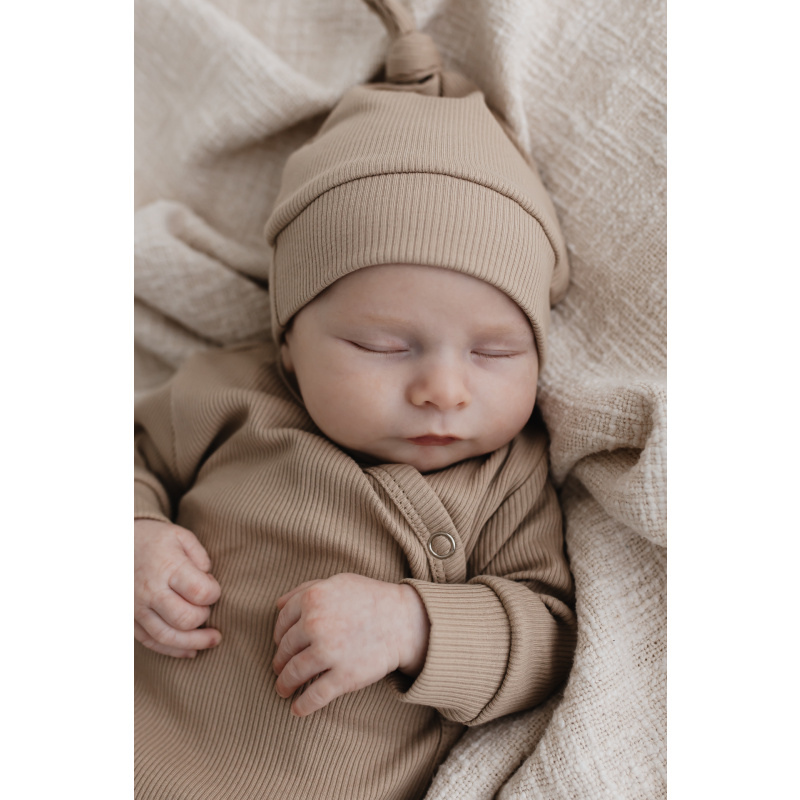 Hello Little You - Mutsje newborn en boxpakje rib taupe